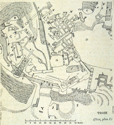 Plano de Troya: Excavación de Heinrich Schliemann de Unknown artist