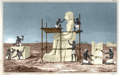 Placa basada en la obra de Rosellini, viajero italiano que acompañó a Jean François Champollion a Egipto. Grabado del libro Atlas de la Historia Antigua de Rollin. de Unknown artist
