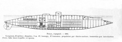 Placa que representa el submarino español Peral diseñado por Isaac Peral (1851-1895) en 1884 de Unknown artist