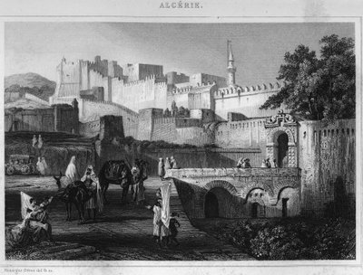 Puerta Bab-Azoun en Argel, un fuerte ocupado por la división de Escars durante la conquista de Argelia por Francia en 1830, en “L