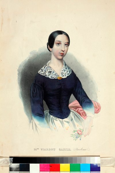 ""Retrato de la cantante y compositora Pauline Viardot (1821-1910)"" (Retrato de la cantante y compositora Pauline Viardot (1821-1910)) Acuarela anónima hacia 1840 Dim 44,5x31,5 cm I Museo Memorial Turgenev, Moscú de Unknown artist