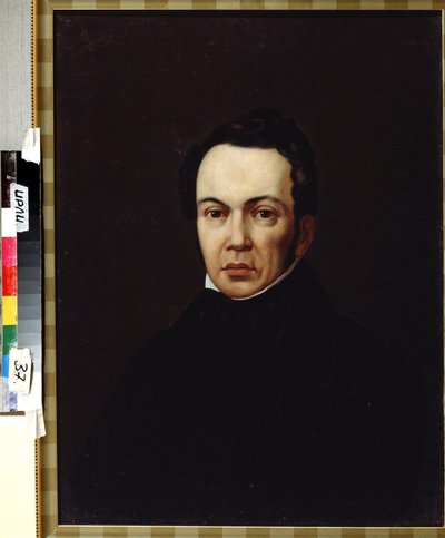 Retrato del escritor, orientalista y periodista Osip Senkovsky (1800-1858) (Retrato del autor, orientalista y periodista Osip Senkovsky). Pintura anónima. Óleo sobre lienzo, hacia 1830. Romanticismo. Instituto de Literatura Rusa IRLI (Casa Pushki de Unknown artist