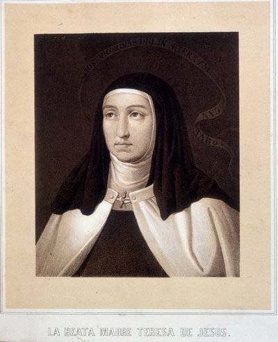 Retrato en busto de Santa Teresa de Jesús (o Santa Teresa de Ávila) (1515-1582), grabado de Unknown artist