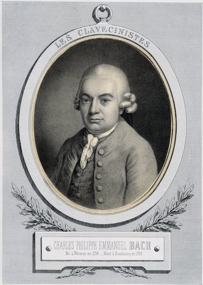Retrato en medallón de Charles Philippe Emmanuel Bach (1714-1788), hijo de Jean Sebastien Bach, s.d. siglo XIX de Unknown artist