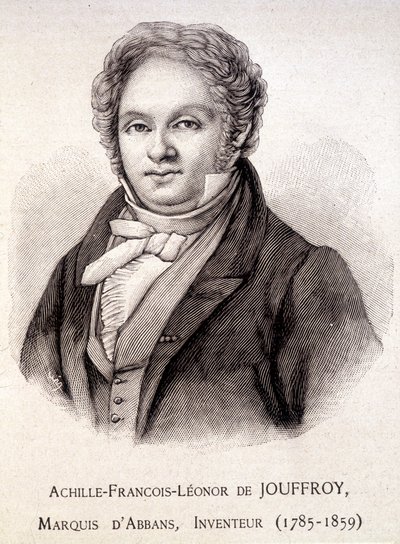 Retrato de Achille François Léonor de Jouffroy, Marqués de Abbans, Inventor (1785 - 1859) - grabado del siglo XIX de Unknown artist