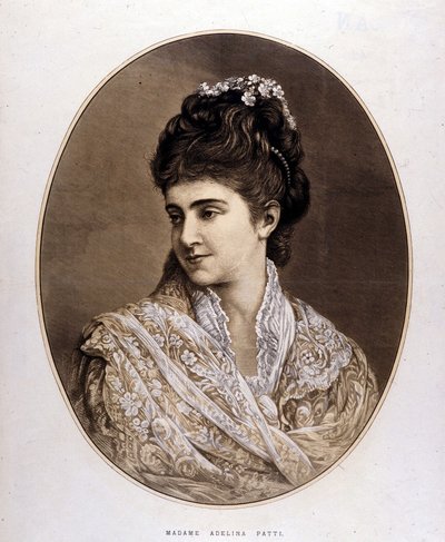 Retrato de Adelina Patti, cantante italiana (1843 a 1919) de Unknown artist