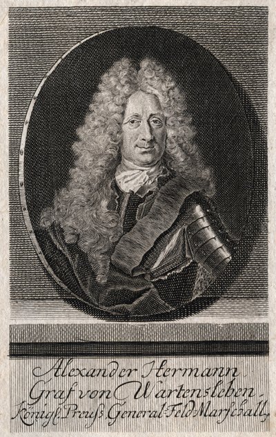 Retrato de Alexander Hermann Graf von Wartensleben (1650-1734) oficial en los ejércitos de varios estados alemanes - grabado de Unknown artist