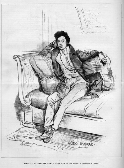 Retrato de Alexandre Dumas Jr. (1824-1895) escritor francés a los 26 años. Grabado en "Le Monde Illustré" de Unknown artist