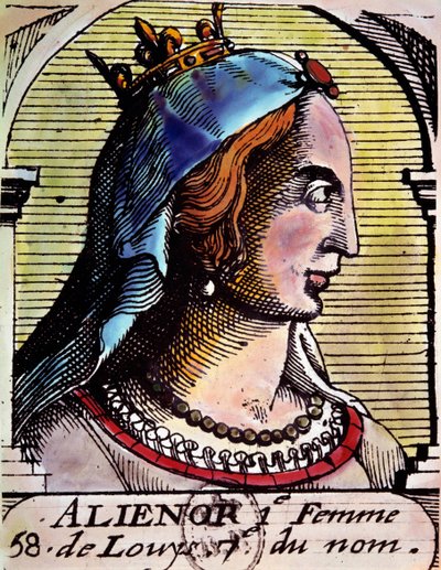 Retrato de Alienor de Aquitania (1122-1204) (también llamada Leonor de Guyena), Reina de Francia. Grabado. B.N. París de Unknown artist