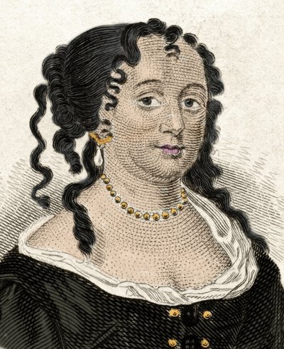 Retrato de Anne Hyde (1637-1671), Duquesa de York y primera esposa de Jacobo II de Inglaterra. Grabado del siglo XIX de Unknown artist