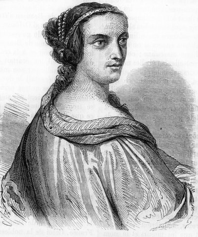 Retrato de Anne de Beaujeu, Ana de Francia (1462-1522), duquesa de Borbón, hija de Luis XI. Grabado del siglo XIX de Unknown artist