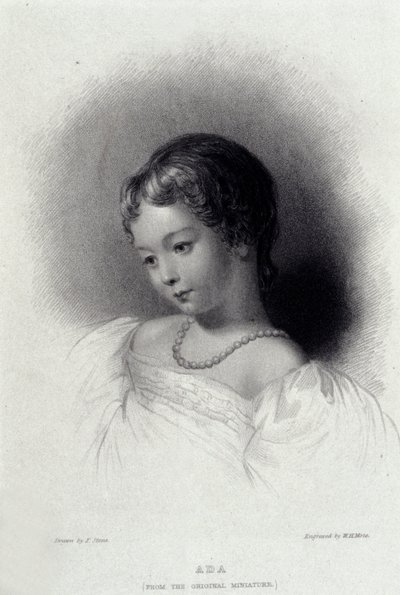 Retrato de Augusta Ada Byron (1815-1852) quien se convirtió en Anna Lovelace, hija del poeta George Gordon Byron. Grabado del siglo XIX. de Unknown artist