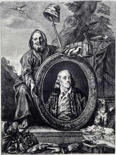Retrato de Benjamin Franklin (1706 - 1790), político, memorialista, panfletario y físico estadounidense de Unknown artist