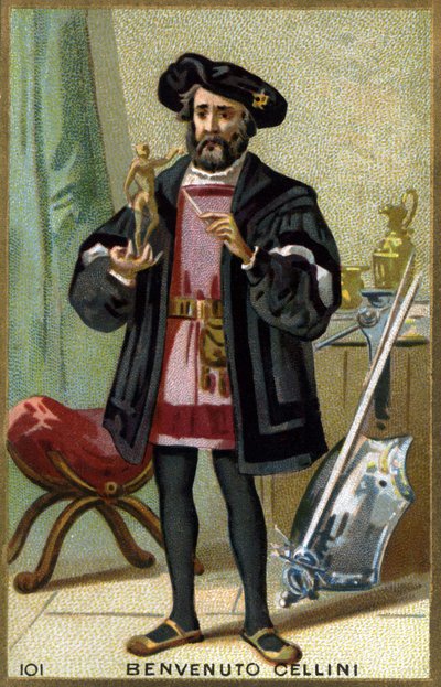 Retrato de Benvenuto Cellini (1500-1571), orfebre y escultor italiano. Cromolitografía del siglo XIX. de Unknown artist
