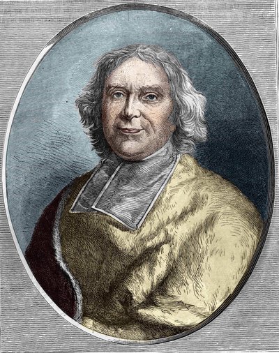 Retrato del Cardenal Fleury (1653 - 1743). André Hercule de Fleury grabado de 1866. de Unknown artist