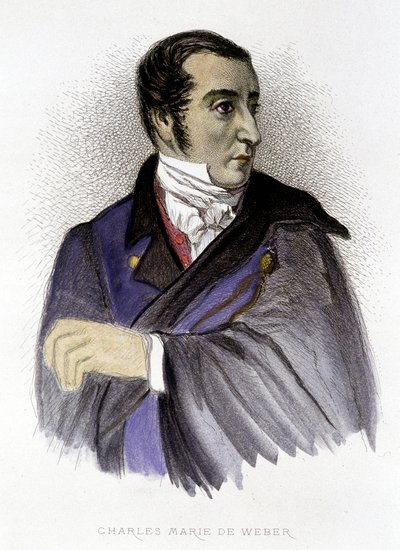Retrato de Carl Maria von Weber, compositor alemán (1786-1826) - grabado de Unknown artist