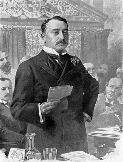 Retrato de Cecil John Rhodes (1853-1902) empresario y administrador colonial británico de Unknown artist