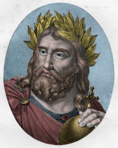 Retrato de Carlomagno (Carlos I llamado el Grande, Carolus Magnus, 742-814), Rey de los Francos - Carlos el Grande, Rey de los Francos - grabado de Unknown artist