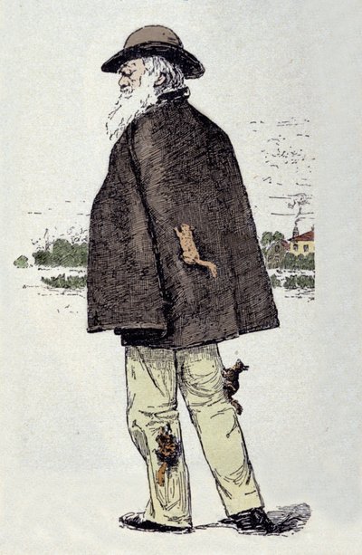 Retrato de Charles Darwin (1809-1882) jugando con ardillas. de Unknown artist