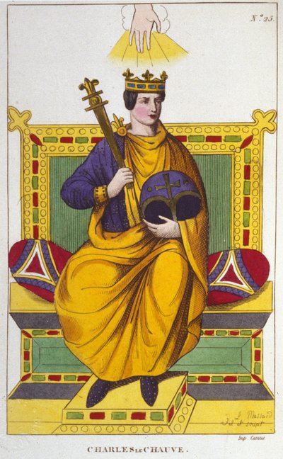 Retrato de Carlos II el Calvo (823 - 877), Rey de Francia grabado de 1830 de Unknown artist