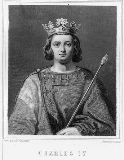 Retrato de Carlos IV el Hermoso (1294 - 1328), Rey de Francia - en “Histoire des Français” de Lavallée, grabado, sd. de Unknown artist