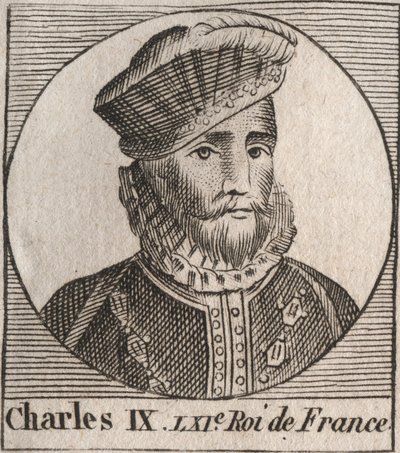 Retrato de Carlos IX (1550-1574), Rey de Francia - grabado de “Instruction sur l