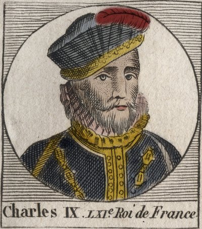 Retrato de Carlos IX (1550-1574), Rey de Francia - Carlos IX rey de Francia de 1560 a 1574 - grabado de “Instrucción sobre la Historia de Francia” por Charles Constant Le Tellier 1821 de Unknown artist