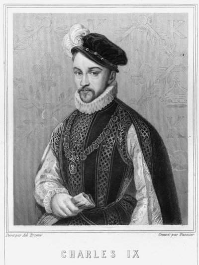 Retrato de Carlos IX (1550 - 1574), Rey de Francia - en “Histoire des Français” de Lavallée, grabado de Unknown artist