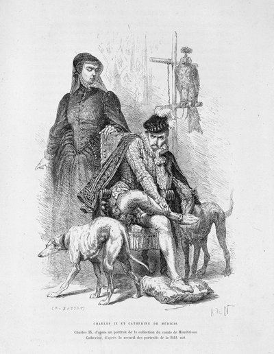 Retrato de Carlos IX y Catalina de Médici - en “Histoire de France” de Guizot de Unknown artist