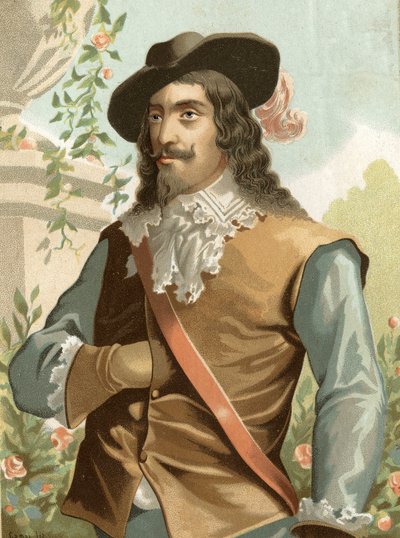 Retrato de Carlos I Stuart (1600-1649), Rey de Inglaterra, Escocia e Irlanda después de Hombres y Mujeres Célebres. Barcelona 1877 de Unknown artist