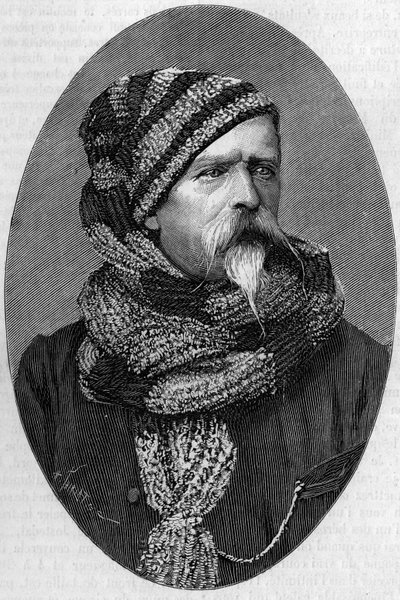 Retrato de Charles Marie Etienne Champion Dubois de Nansouty (1815-1895), general francés, en traje de montaña. (De una fotografía tomada en Bagnères de Bigorre en 1879). Grabado en "La Nature: revue des sciences et de leurs applications aux arts et a l