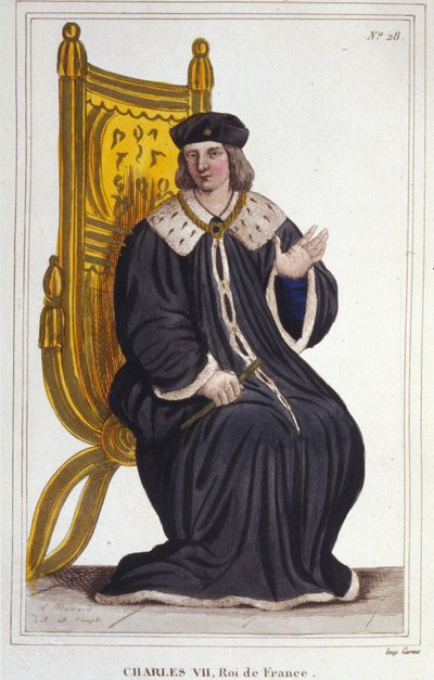 Retrato de Carlos VII (1403 - 1461), Rey de Francia grabado de 1830 de Unknown artist