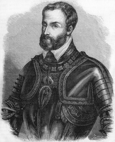 Retrato de Carlos V (1500-1558), emperador del Sacro Imperio Romano Germánico de 1519 a 1556. Grabado del siglo XIX. de Unknown artist