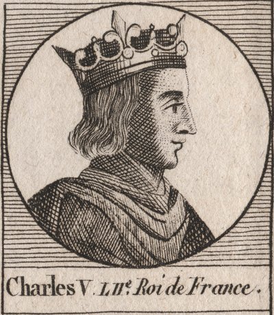 Retrato de Carlos V el Sabio (1338 - 1380) - grabado de “Instruction sur l