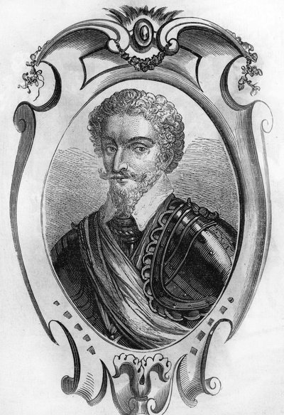 Retrato de Charles de Gontaut, Barón, luego Duque de Biron (1562-1602). Mariscal de Francia. Grabado de 1866. de Unknown artist