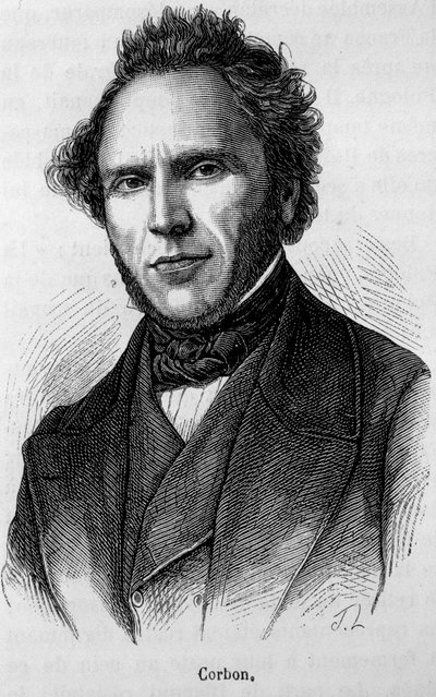 Retrato de Claude Anthime Corbon (1808 - 1891). Grabado de finales del siglo XIX en "Histoire de France" de H. Martin de Unknown artist