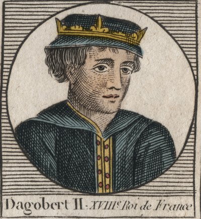Retrato de Dagoberto II, Rey de los Francos de 711 a 716 - Dagoberto II (676-679), Rey de Austrasia - grabado de “Instruction sur l