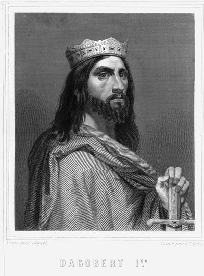Retrato de Dagoberto I (? -?) , Rey de los Francos - en “Histoire des Français” por Lavallée, grabado, sd. de Unknown artist