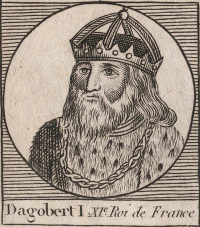 Retrato de Dagoberto, Rey de los Francos de 628 a 638 - Dagoberto (605-639) Rey de los Francos - grabado de “Instruction sur l