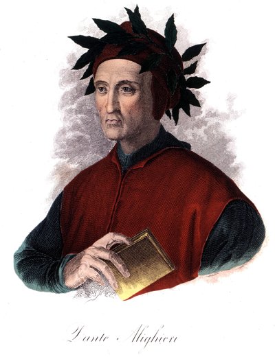 Retrato de Dante (1265-1321), poeta italiano, grabado del siglo XIX de Unknown artist