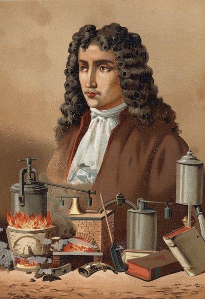 Retrato de Denis Papin (1647 - 1714) de "La Ciencia y sus Hombres" por Louis Figuier. Barcelona 1881 de Unknown artist