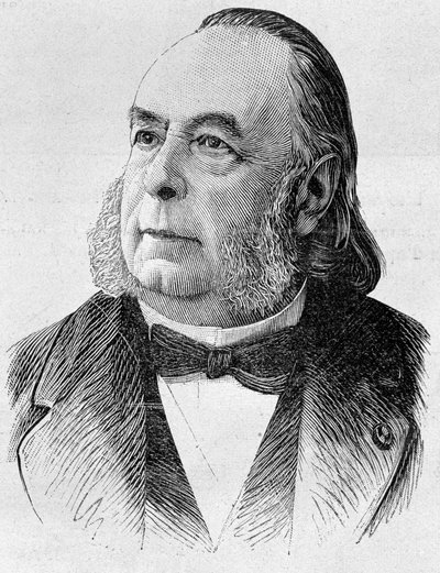Retrato de Edmond Frémy (1814 - 1894). Grabado de finales del siglo XIX en 