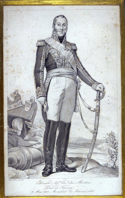 Retrato de Edouard Adolphe Casimir Joseph Mortier, Duque de Trevise (1768-1835), Mariscal de Francia. Grabado del siglo XIX de Unknown artist