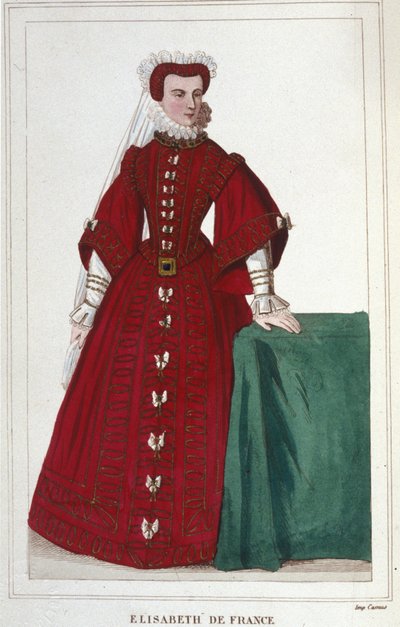 Retrato de Isabel de Francia 1545 - 1568 Hija de Enrique II y Catalina de Médici (Caterina de Medici) grabado de 1830 de Unknown artist