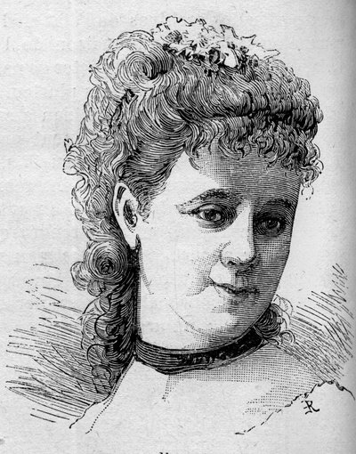 Retrato de Emilie Broisat (1848-1929), comediante francesa, miembro de la Comédie-Française. Grabado en 