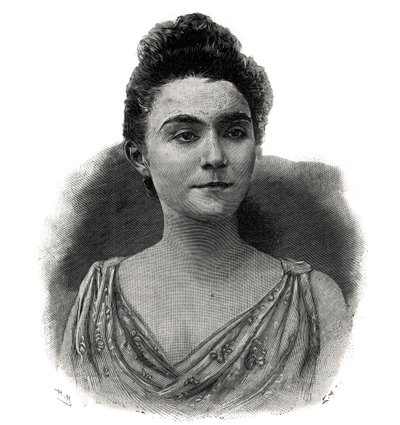 Retrato de Emma Laure Esther Guilbert, llamada Yvette Guilbert (1865-1944) cantante francesa del café-concierto - Grabado de 1892 de Unknown artist