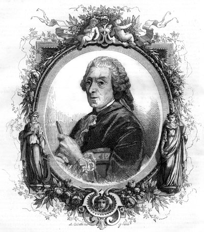 Retrato del pintor inglés François Boucher (1703-1770) grabado de 1858. de Unknown artist