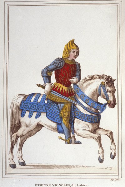 Retrato de Etienne de Vignoles o Vignolles llamado La Hire (Lahire). Guerrero francés 1390-1443 (grabado de 1830) de Unknown artist