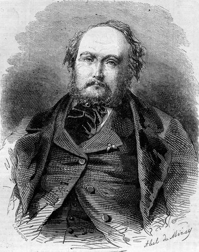 Retrato de Eugène Guinot (1812-1861), periodista, novelista y dramaturgo francés. También conocido como Pierre Durand y Paul Vermond. Grabado en 