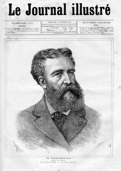Retrato de Eugène René Poubelle (1831-1907), funcionario y prefecto del Sena francés - portada de “The Illustrous Journal” de 1883 de Unknown artist